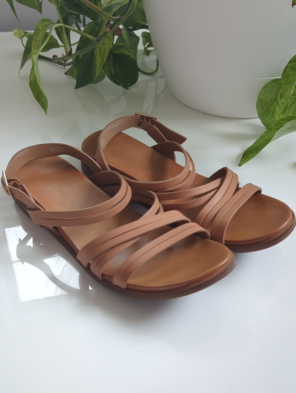 Women's Strappy Tan Comfort Sandals